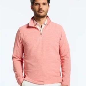 NWT Robert Graham Salmon Pink Quarter-Zip Pullover. HOBSON